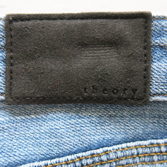 Theory Distressed Ripped Off 100% Cotton Slim Straight Leg Denim Jeans - Size 26 - Picture 5 of 8
